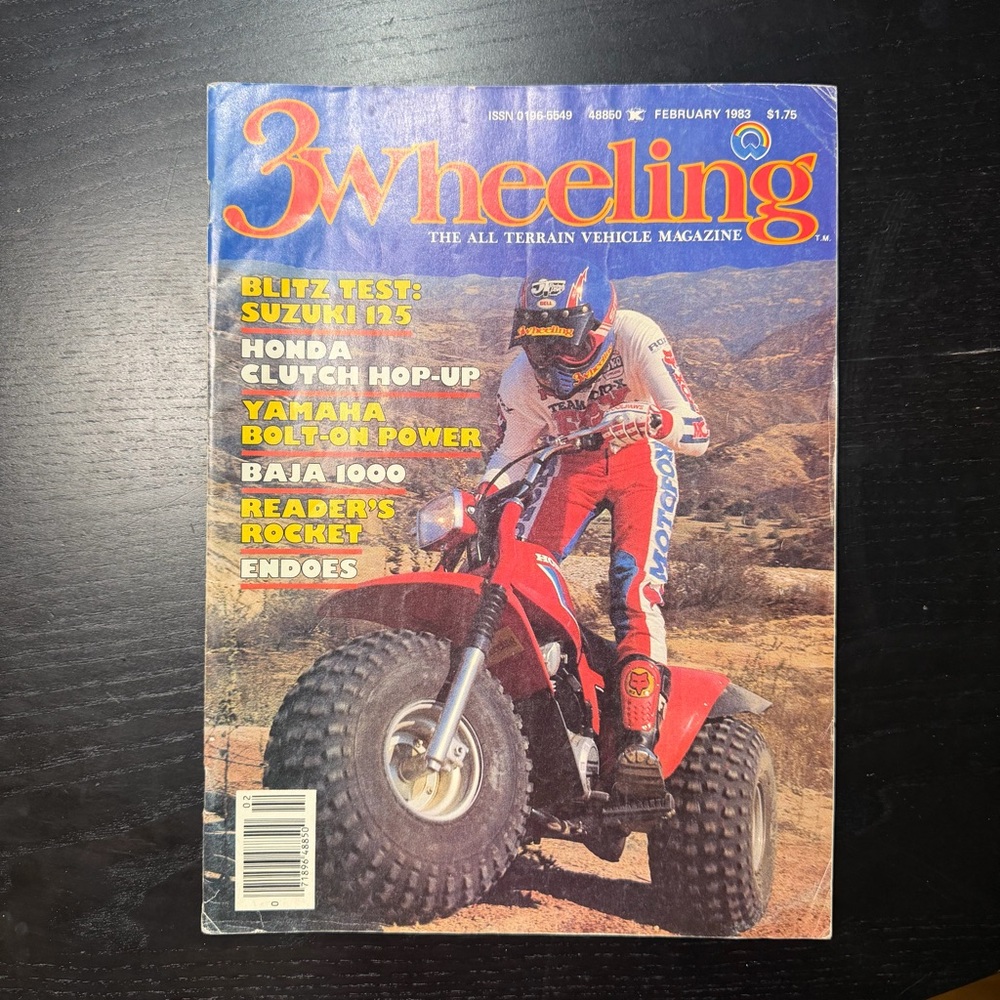 3 Wheeling Magazine February 1983 Honda ATC Baja 1000 Suzuki 125 ATV Racing